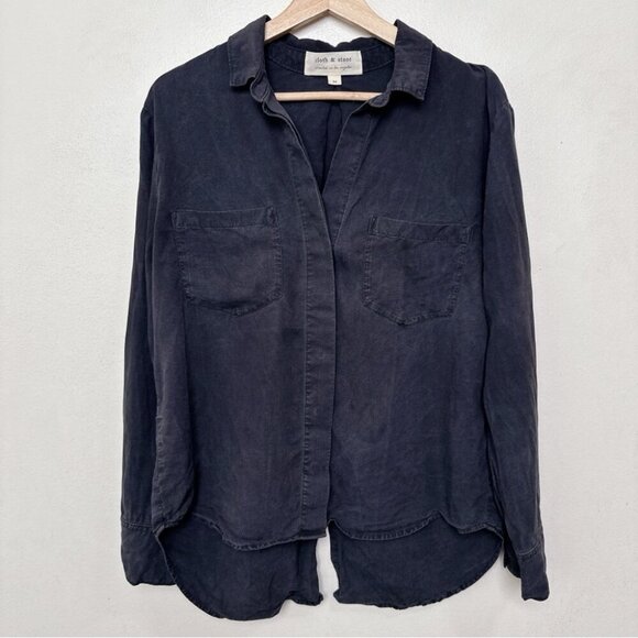 Anthropologie Womens Medium Grey Wash Cloth & Stone Buttondown Shirt - Picture 4 of 16